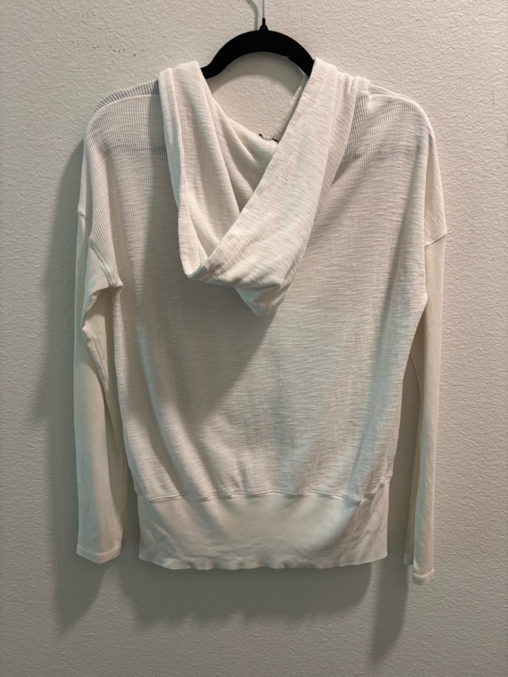STATESIDE Cream Thermal Long Sleeve Top with hood, size M - Picture 5 of 6